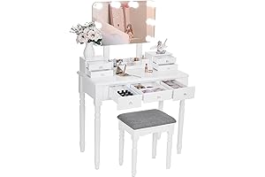 ANWBROAD Girls Vanity Table Set with Mirror and Lights