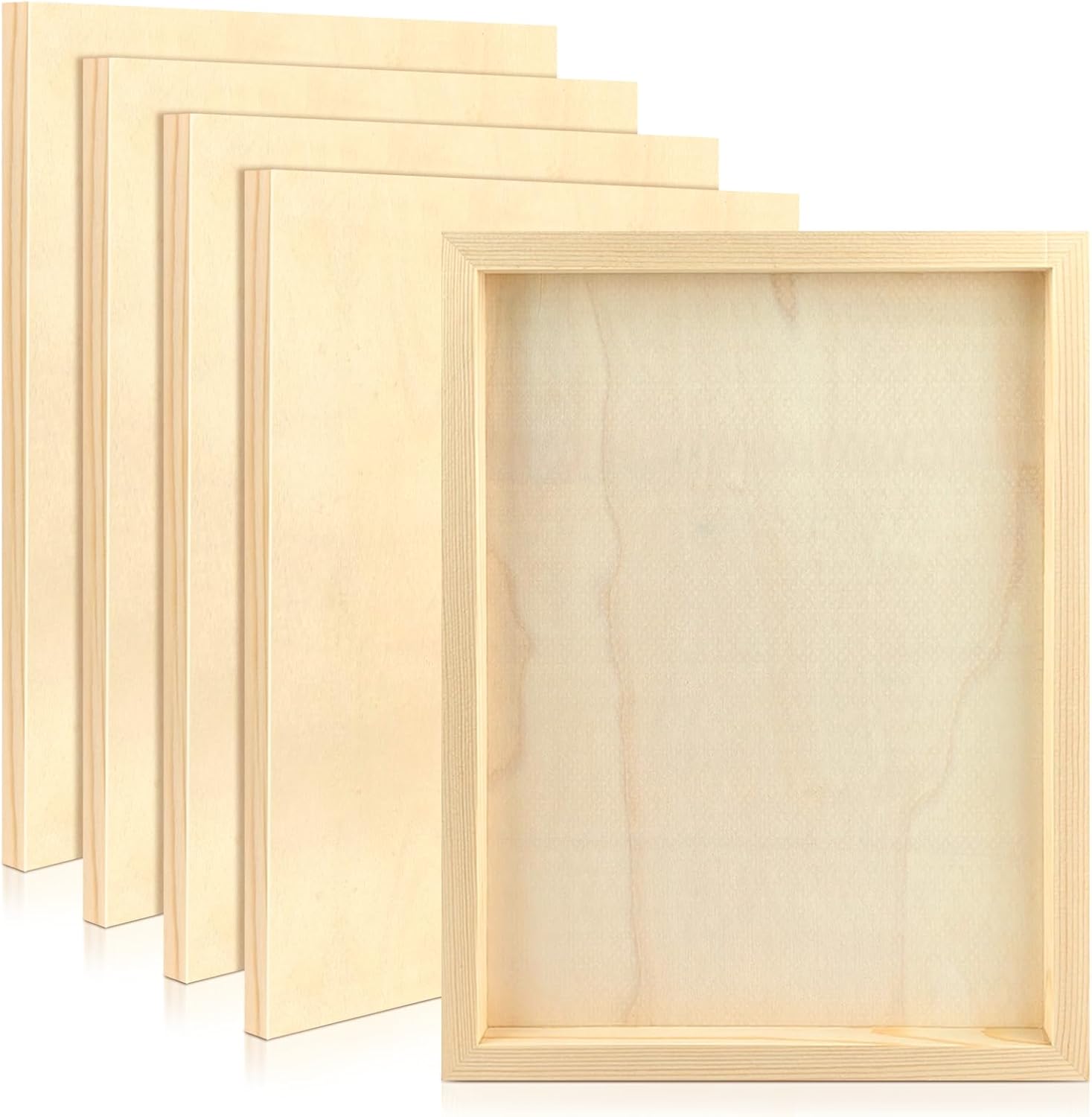 FSWCCK 5 Pack 11x14 Inch Unfinished Wood Canvas Panels - Sturdy Boards for Acrylic Pouring, Oil Painting, Crafts & DIY Art