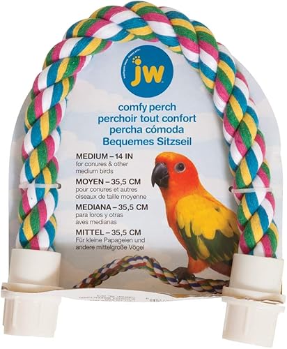 Miniatura 20 de JW Percha cómoda para mascotas, cuerda flexible multicolor para pájaros, grande, 36 pulgadas de longitud