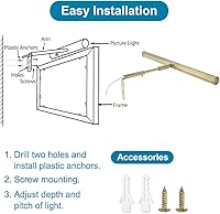 Vista 8 de Luces LED para cuadros enchufables, luz de arte ajustable de 14 pulgadas, 4 W, luz de pared de galería para trabajos de exhibición, acabado de latón
