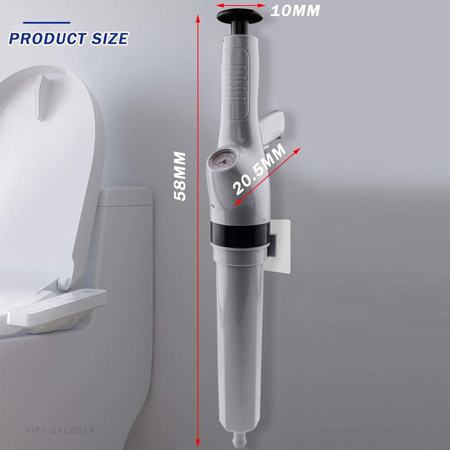 GLIVE (LABEL) Toilet Plunger, Stainless Steel Air Drain Plunger for Clogged Toilets, High Pressure Heavy Duty Toilet Plunger Manual Air Power Toilet Unblock a Shot 3