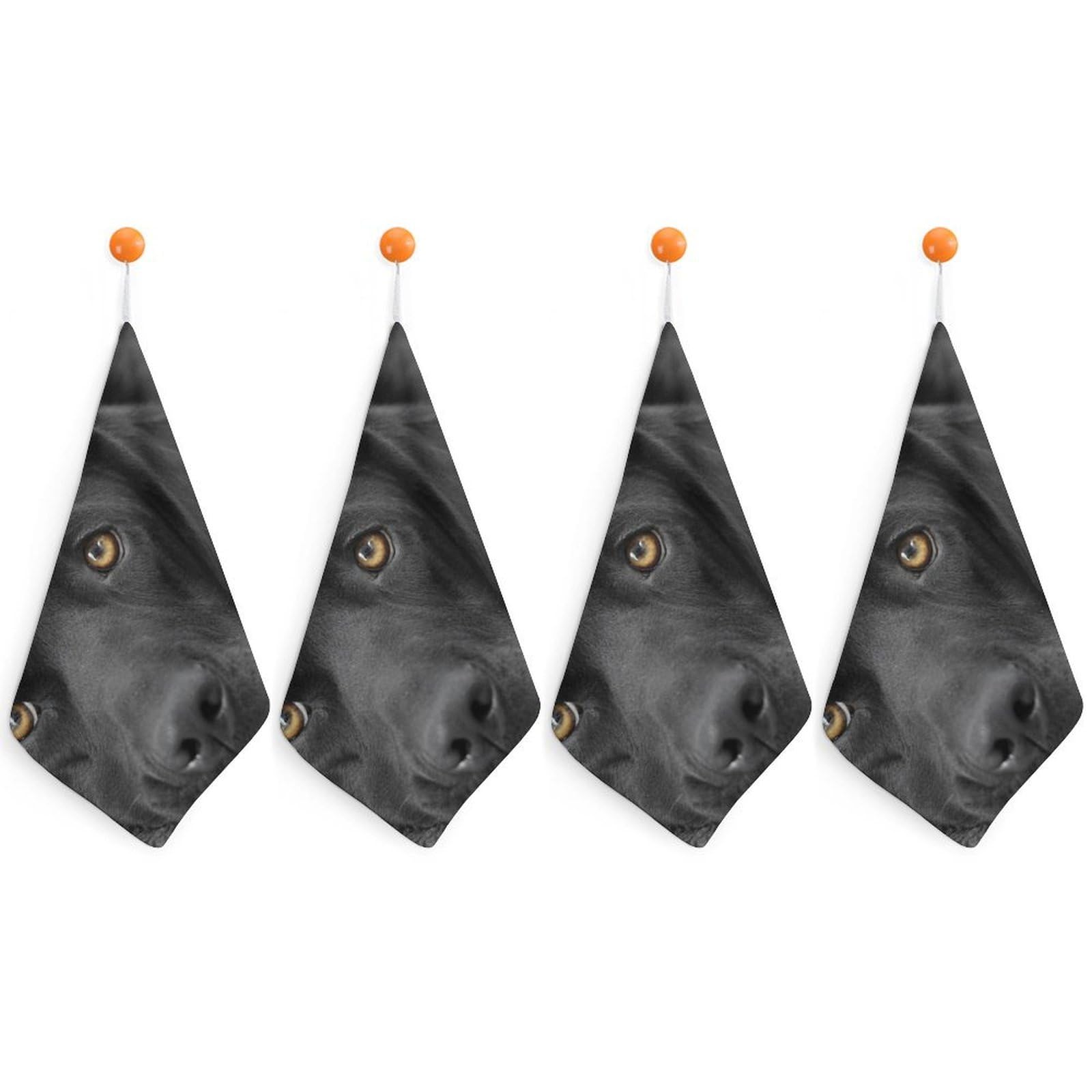 LEDFCVSU 4 Piece Hanging Hand Towels, Black Labrador Dog Small Dry Hand Towel for Kitchen Bathroom