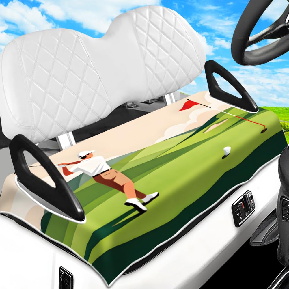 peacoblue Golf Cart Seat Covers Towel Playing Golf on a Golf Course 100% Microfiber 51"x31" Golf Cart Seat Blanket Cushions Universal Fit for Club Car EZGO Yamaha Precedent 2-Seat Golf Carts