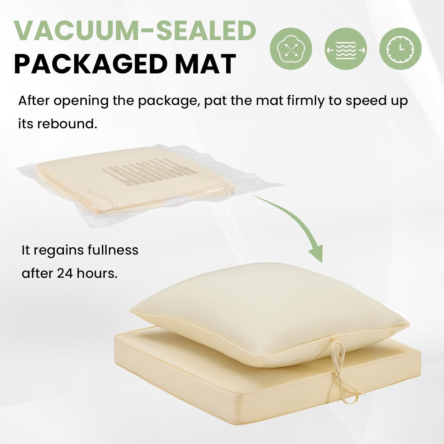 Soohow Outdoor Chair Cushions Set of 4, 24"× 24" Outdoor Sofa Replacement Cushions with Removable Cover for Patio Furniture, Beige