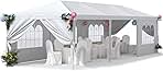 Greesum 10x30 Outdoor Canopy, Heavy Duty Gazebo Shelter Party Wedding BBQ Events with Side Removable Walls, Waterproof Shelter, White
