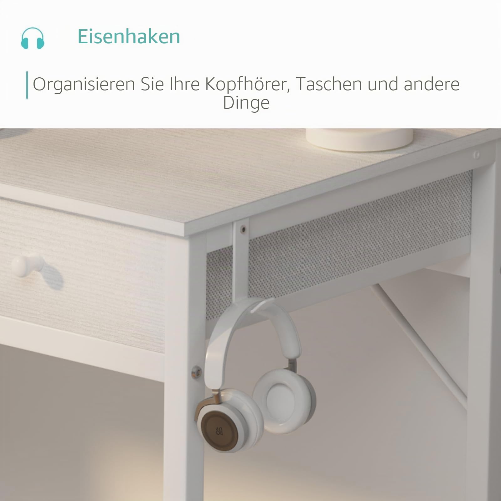 Lufeiya Schreibtisch weiß mit 2 Schubladen Kleiner Schreibtisch mit Stauraum Computertisch für Büro HomeOffice 80x40x79 cm