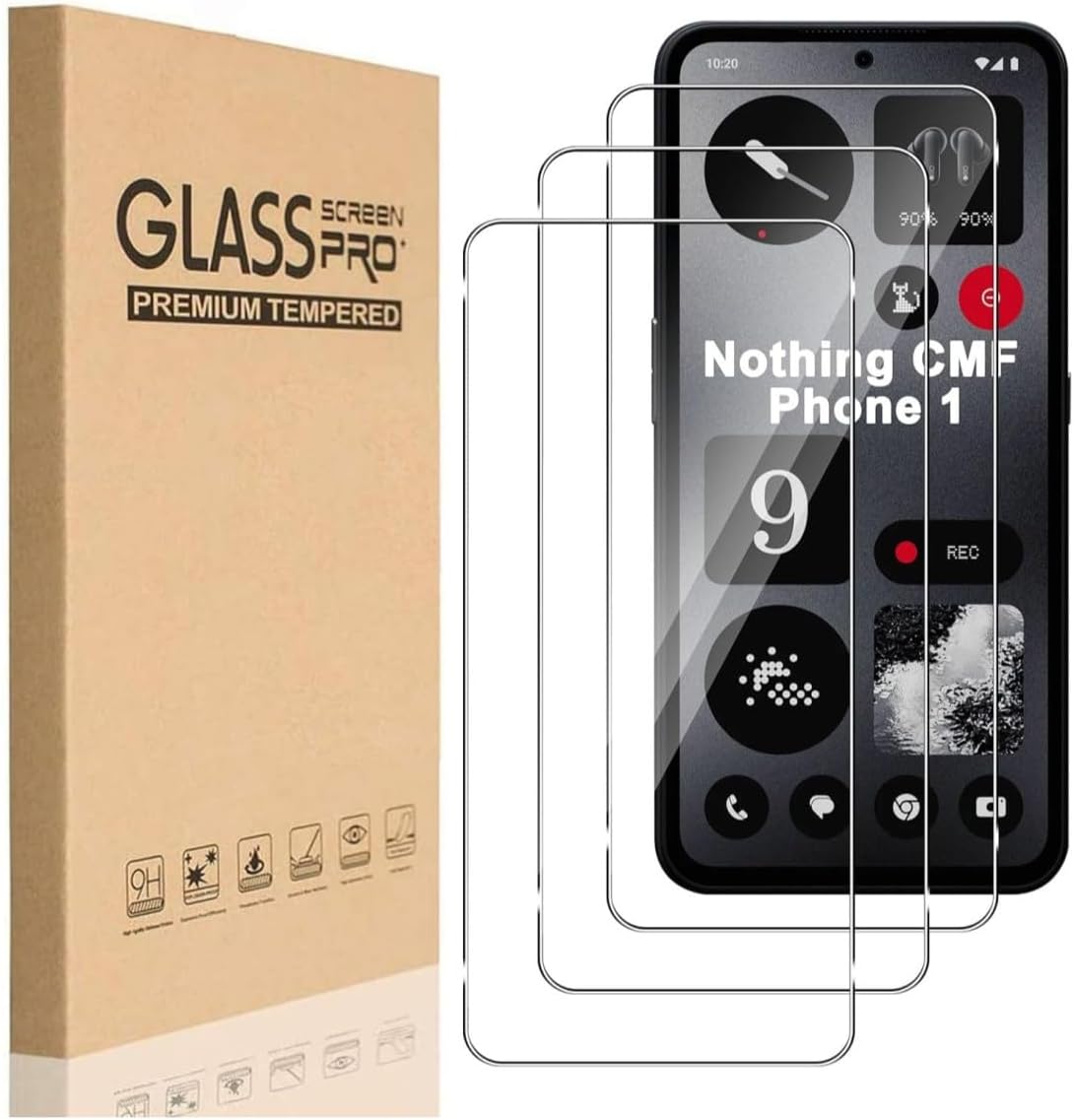 [3-Pack] 9H Tempered Glass Screen Protector for Nothing CMF Phone 1, Protection with Fingerprint, Easy to Install, Ultra Clear, Touch Sensitivity, Anti-Scratch Film