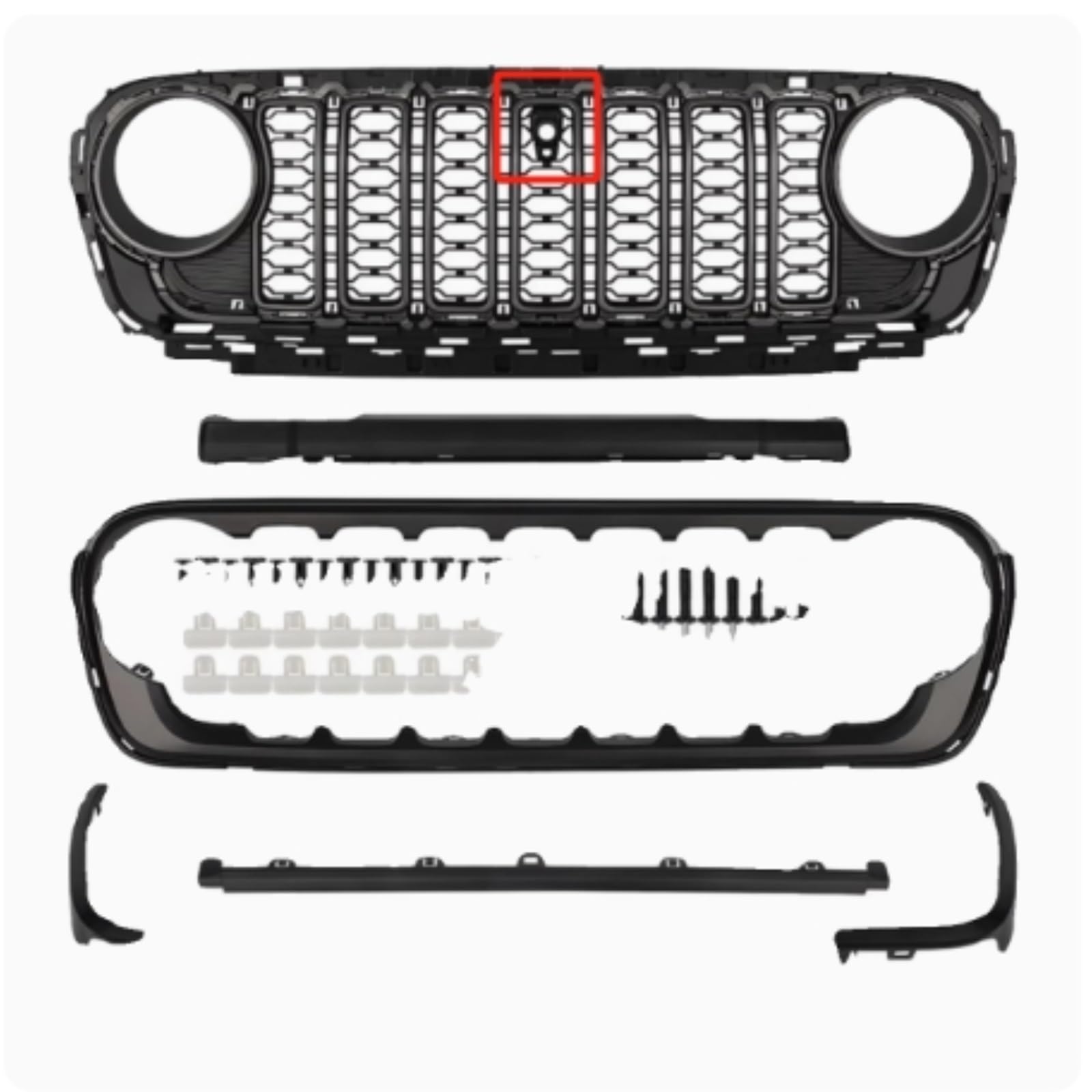 Front Grille Radiator Grill Assembly Compatible for Jeep Wrangler JL 2018-2023 Upgraded 2024 Style Mask Body Kit Car