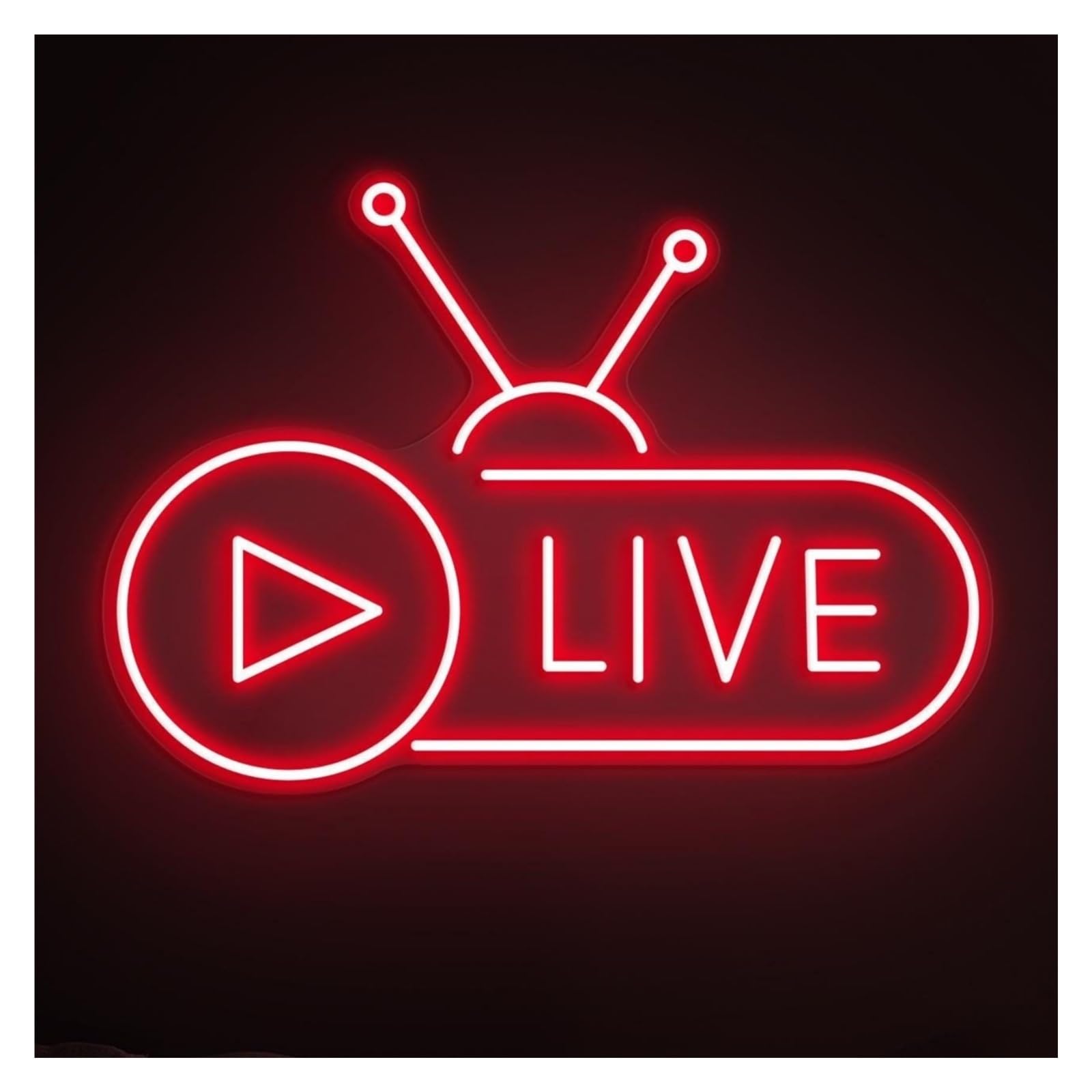 RONGCH Hanging Art Signs Live Neon Sign, Suitable for Broadcast Wall Decor with Brightness Adjustable 43cm