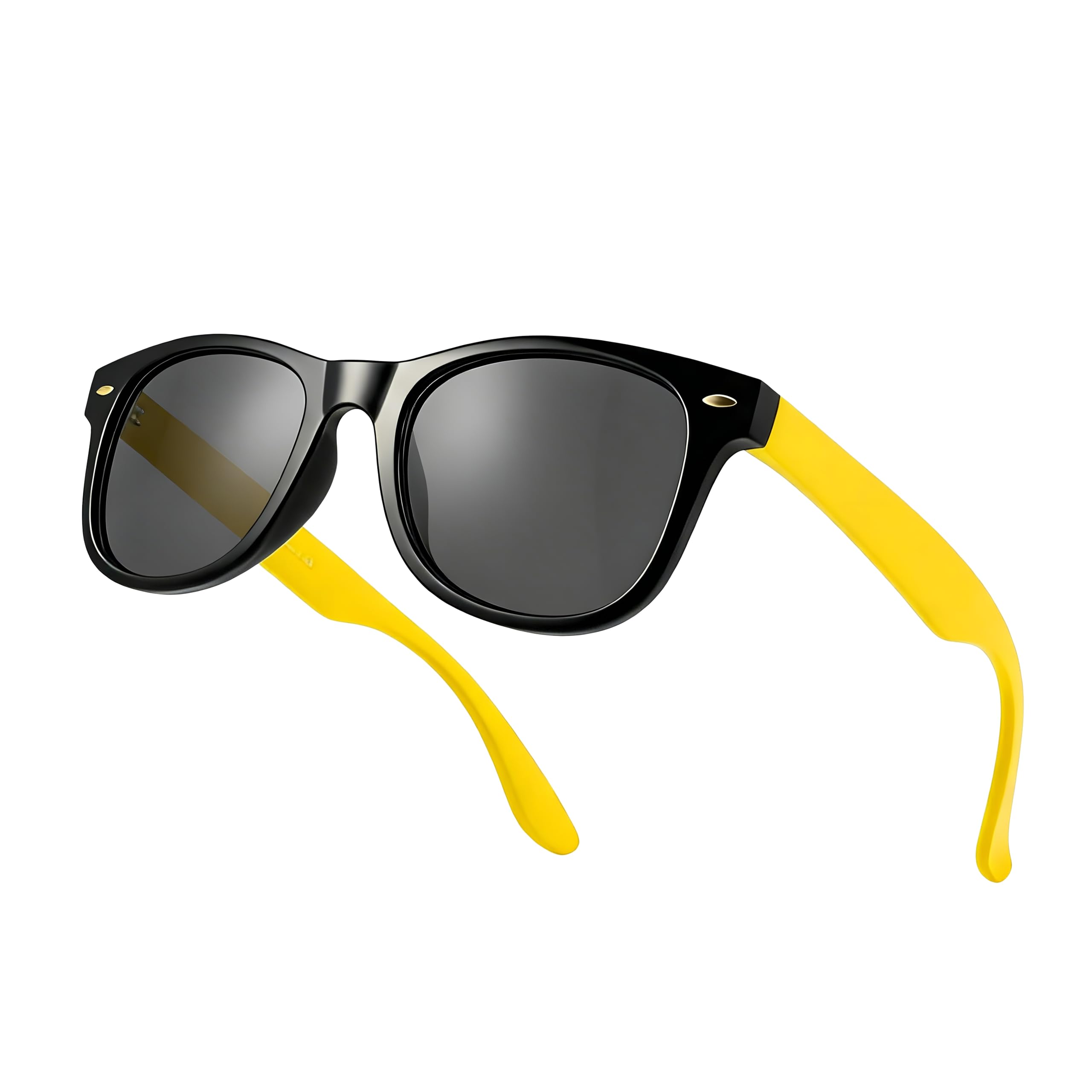 Komonee Drifter Sunglasses UV400 Protection Black and Yellow Classic Style Retro Sun Shades Eye Glasses Unisex For Men Women Travel & Fashion – Lightweight Frame Fashion Eyewear