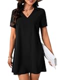 Women’s Summer Dress Collared V Neck Short Sleeve Casual Mini Dress
