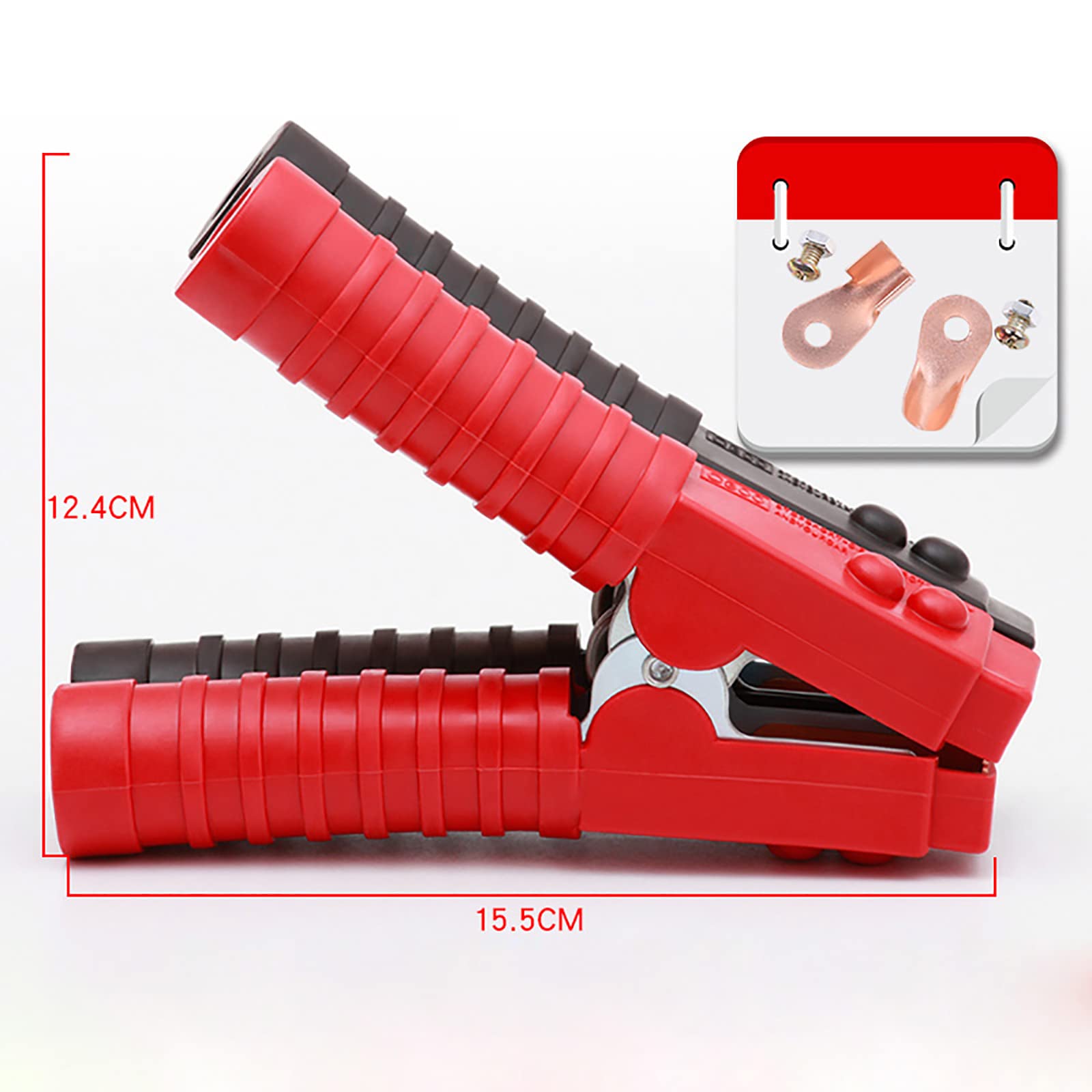 Pinces De Démarrage Batterie - Serre-câbles Isolés Rouge/noir, Cuivre Pur, Grande Ouverture, Pour Voiture, Solaire, Bateau - 4
