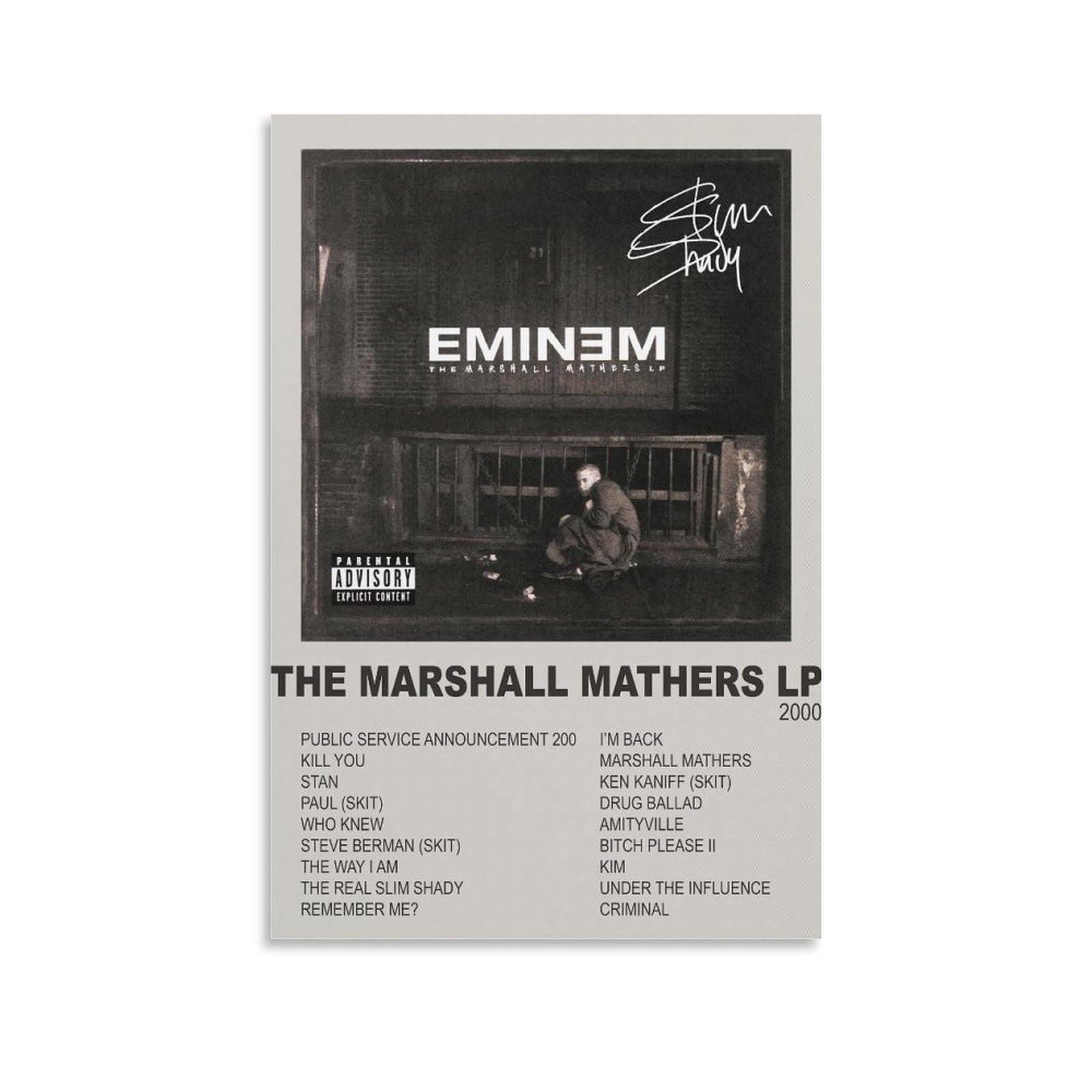 QWWEER Rapper Music Cover Poster Eminem Album Signature Poster Style 12x18inch(30x45cm)