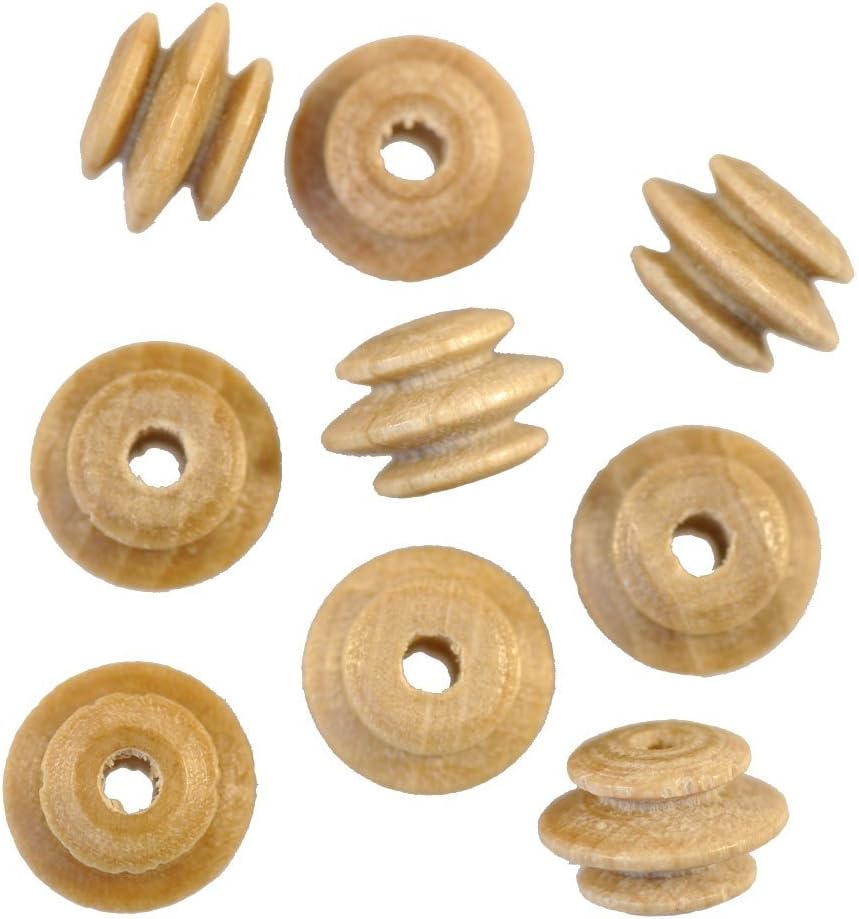 Ridged Wooden Beads Natural Qty 100