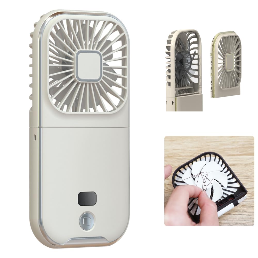 lafuture Portable Fan, Handy Fan, Neck Stand Fan, Handheld Fan, Portable Fan, Mobile Bank, Portable Fan, Smartphone Stand, Rechargeable, 3,000 mAh, USB, Type-C Quiet, Powerful, 3 Levels, Small,