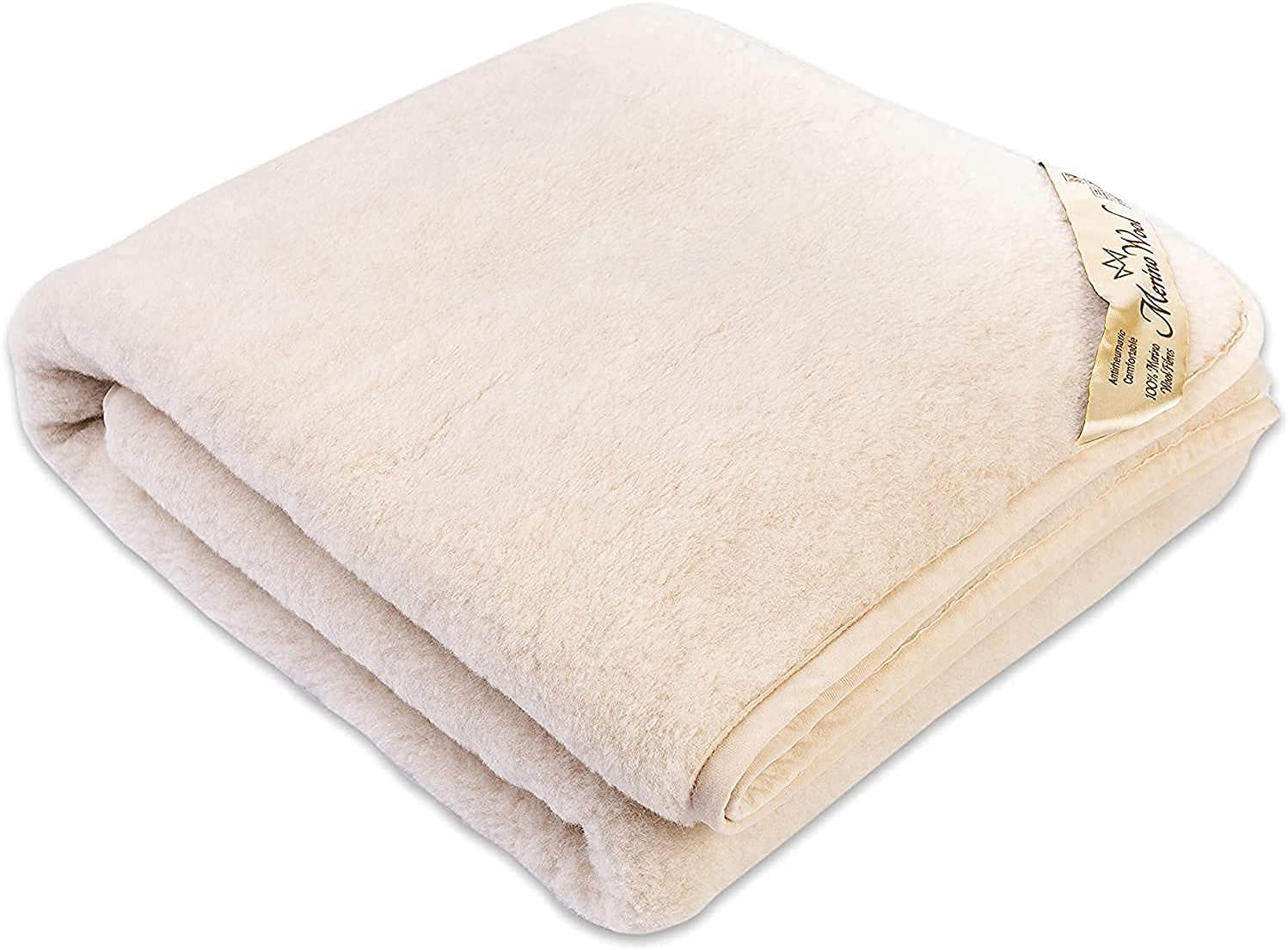 Merino Wool Blanket, 100% Merino Wool Blanket, Luxury Bed Blankets, Blanket, Woolmark, Super Soft and Comfortable (Creamy, 140x100)