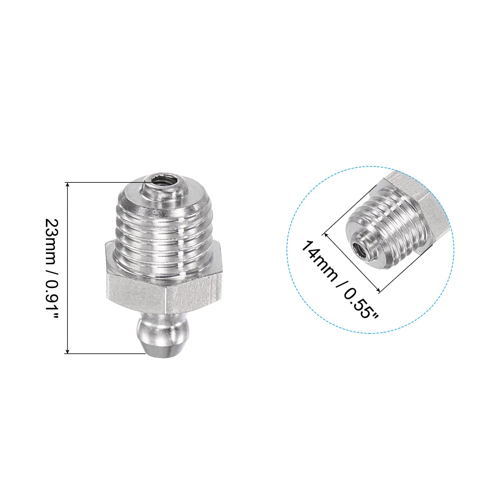Sourcing Map 2Pcs Métrique Inox Acier Droit Graisse Raccord M12 X 1mm