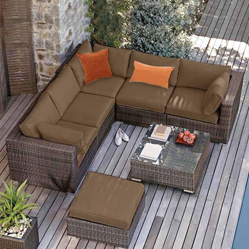 HLTQL Waterproof Patio Cushion Covers Replacement Outdoor Cushion Slipcovers For L Sofa/Corner Couch, Garden Rattan Cushion Covers With Zipper(A18,60 * 60 * 10CM)