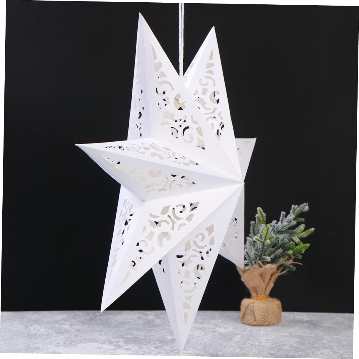 Zerodeko 10pcs Star Shaped Paper Lampshade Hollow Out Light Cover for Home and Festival Decoration Easy to Install White Light Cover for Bedrooms Weddings and Parties