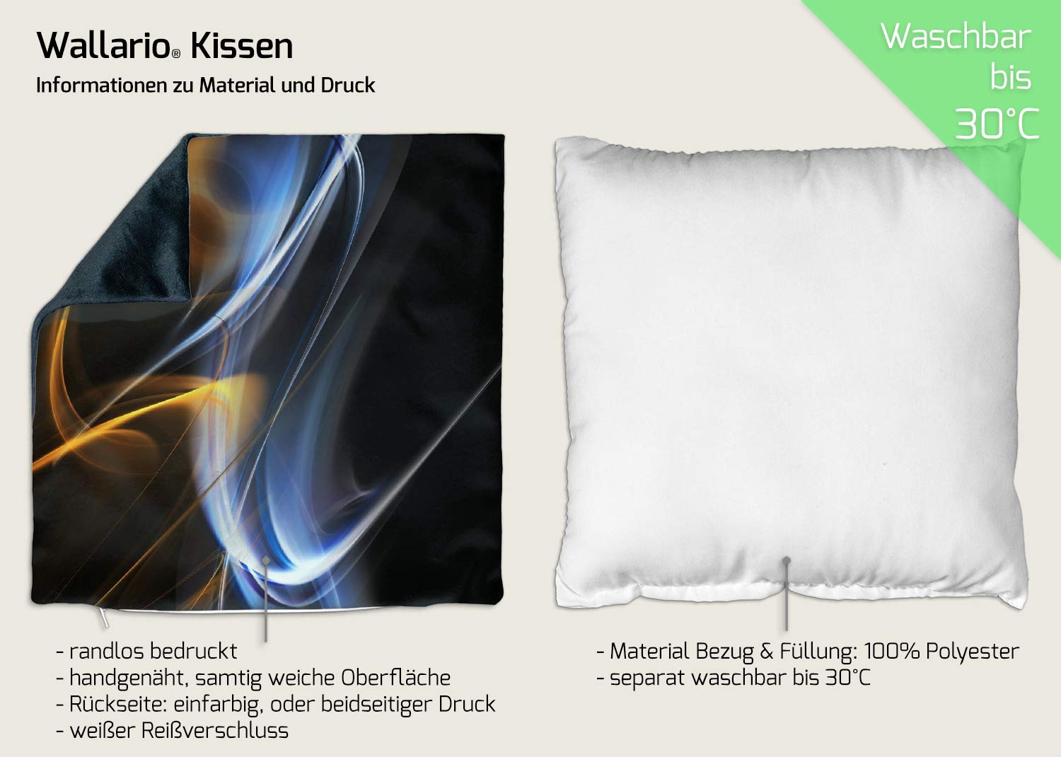 Wallario Dekokissen 60 x 60 cm, Abstraktes Design, beidseitig Bedruckt, Kuschelkissen mit weicher Plüsch-Oberfläche