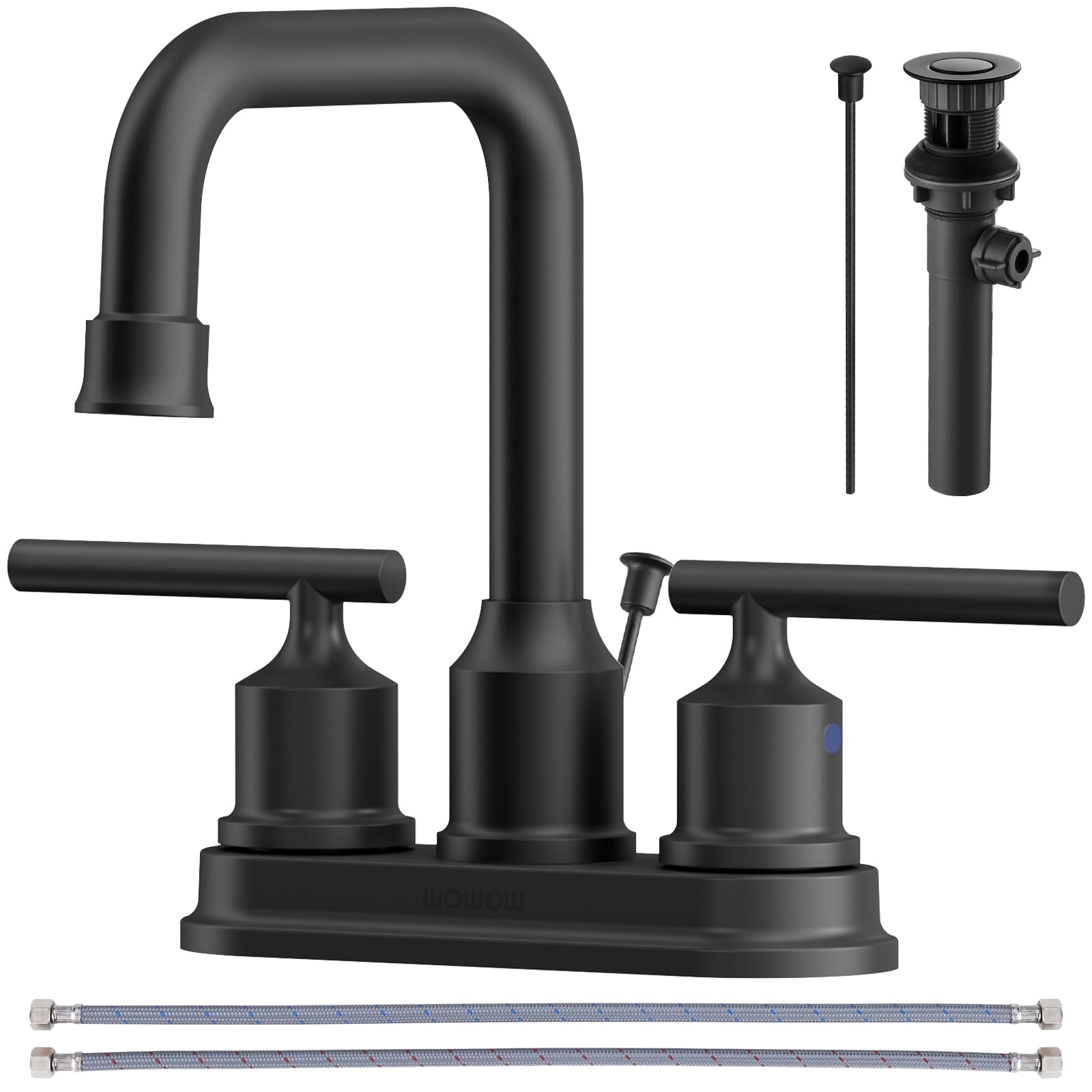 WOWOW Black Bathroom Faucet 3 Hole, Widespread Vanity Sink Faucets 8 Inch — Amazon image 18