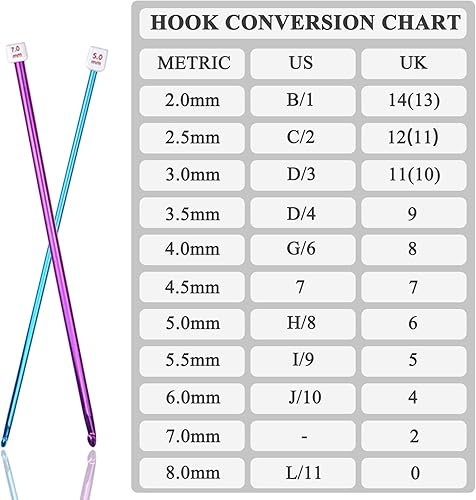 Miniatura 8 de Coopay Juego de ganchos largos de ganchillo, 11 ganchos de ganchillo tunecinos, agujas de ganchillo afganas multicolor para ganchillo, 0.11 pulgadas