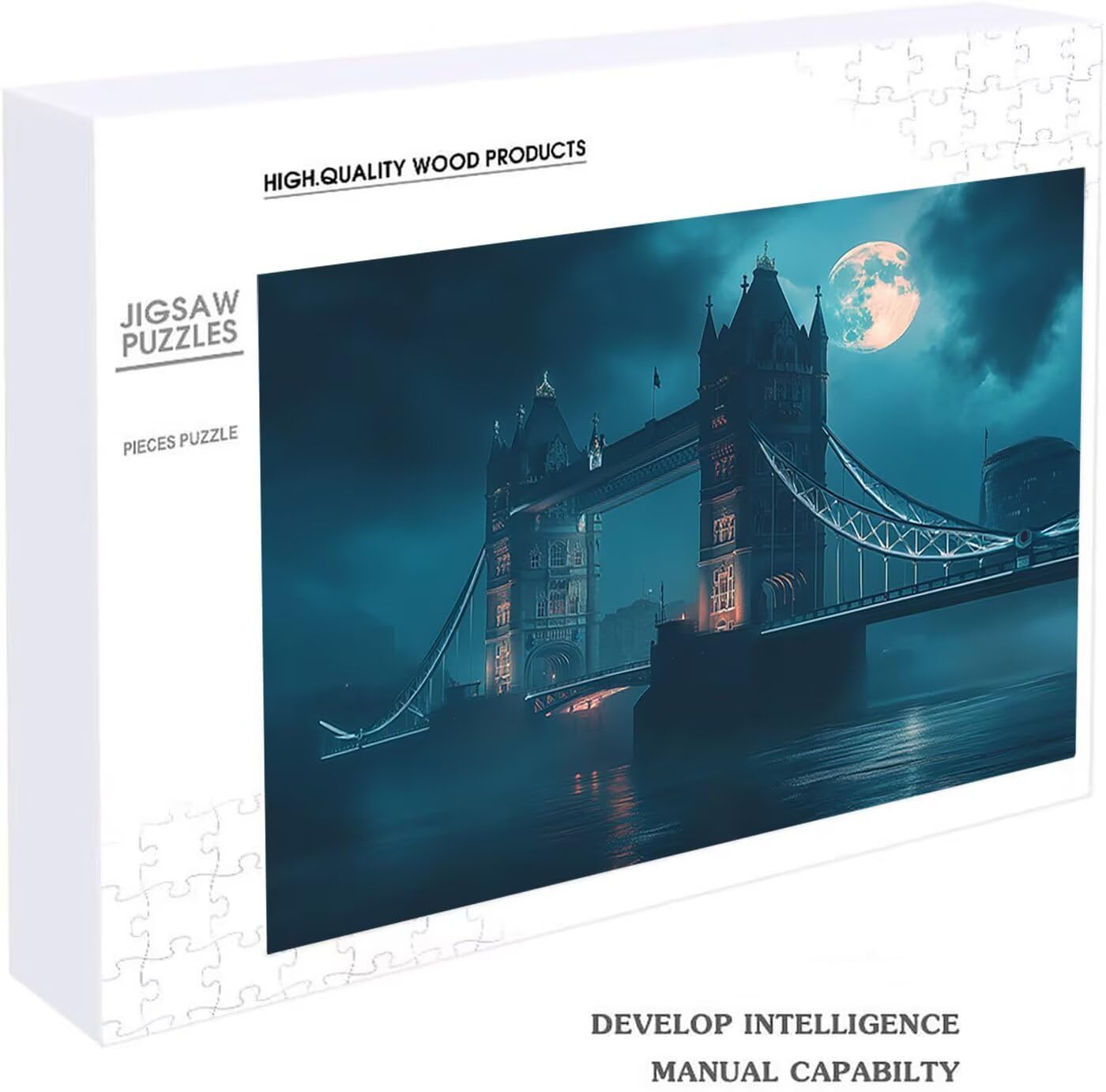 Puzzle 5000 sztuk London Bridge, Puzzle 5000 Pieces Adult Księżyc, Drewniane Puzzle dla Dorosłych 160x105 cm, Puzzle dla całej rodziny Zdjęcia Nowoczesne Salon Dekoracja Prezent RXPT-4876