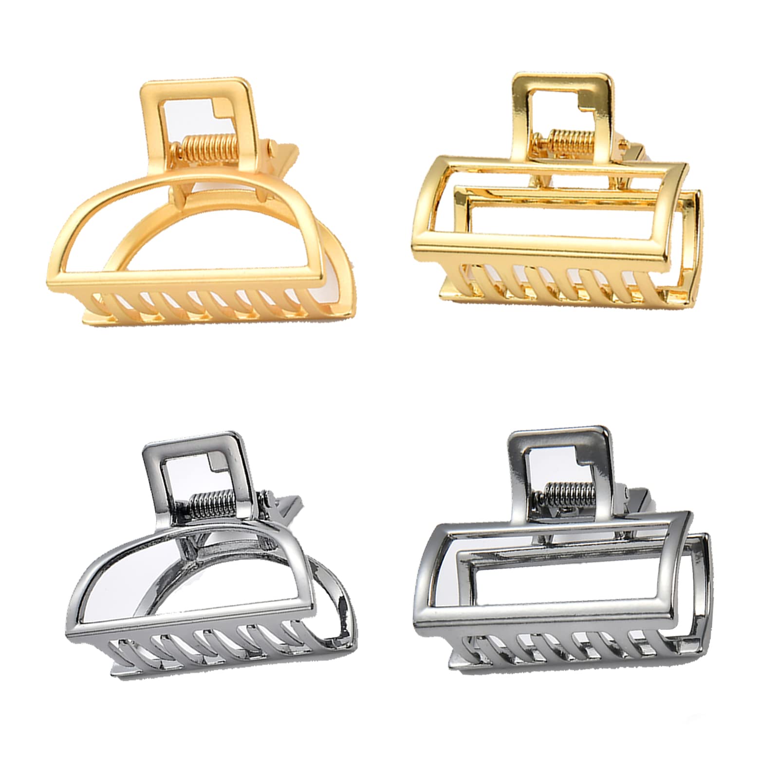 4 Piezas Pinzas para el Pelo Clip de Garra de Pelo de Metálicas Antideslizantes Clips de Garra de Pelo Clips de Garra pelo Pequeña Hebillas de Pelo para el Cabello para Mujeres (Oro/plata)