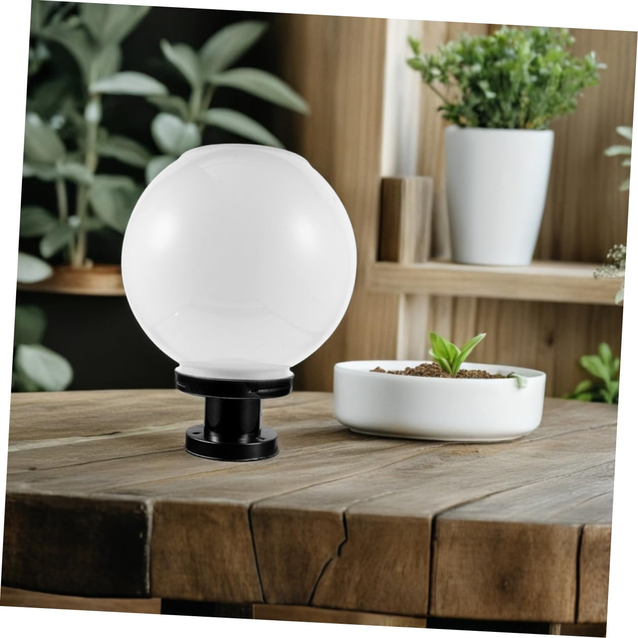 Lampione Solare a Led a Globo Con Base in Acciaio Inox, Lampada a Globo Montata Su Palo Per Esterni, Luce Solare a Colonna Per Giardino, Recinzione e Patio, Rilevatore Crepuscolare, 20 Cm