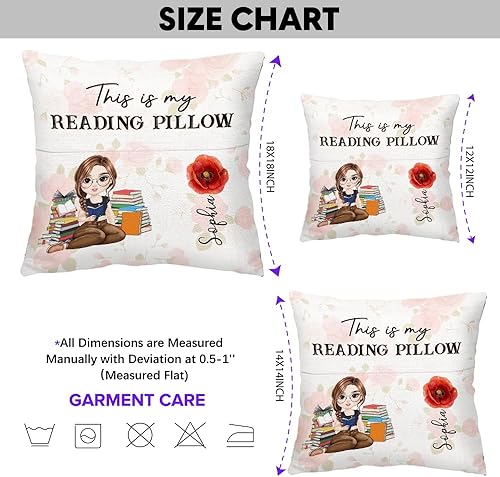 Miniatura 6 de ENCYCOM Almohada de bolsillo personalizada para lectura de libros, almohadas personalizadas con nombre, regalo para niñas ratones de biblioteca
