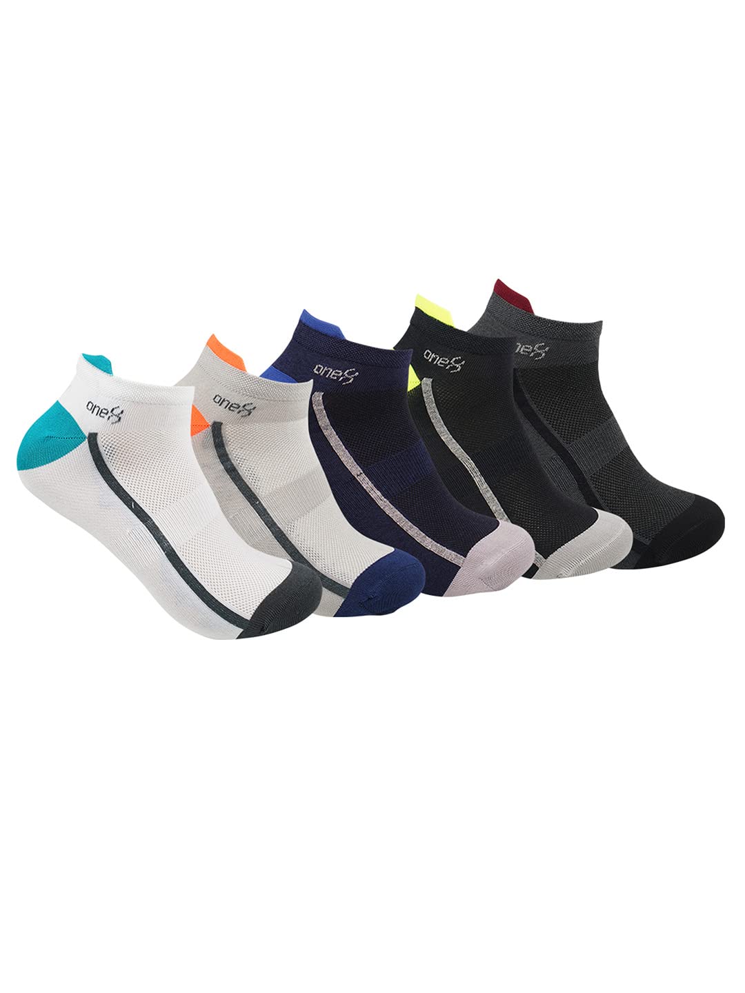 Select By Virat Kohli Men's MOISTURE MANAGEMENT Breathable Daily-Wear/Running/Gym/Training Ankle Socks (Pack of 5), Multi 1, Free Size