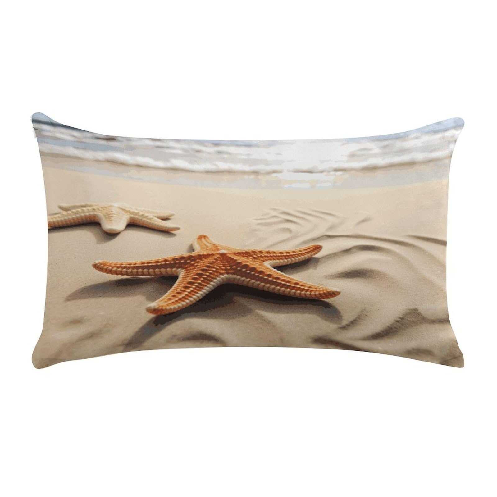 Starfish on The Sand Beach Landscape Pillow Case Decorative Rectangle Throw Pillow Cover Soft Plush Pillowcase Cozy Cushion Case Modern Pillow Sham Cushion Cover for Bedroom Sofa Couch 20 X 12 Inch
