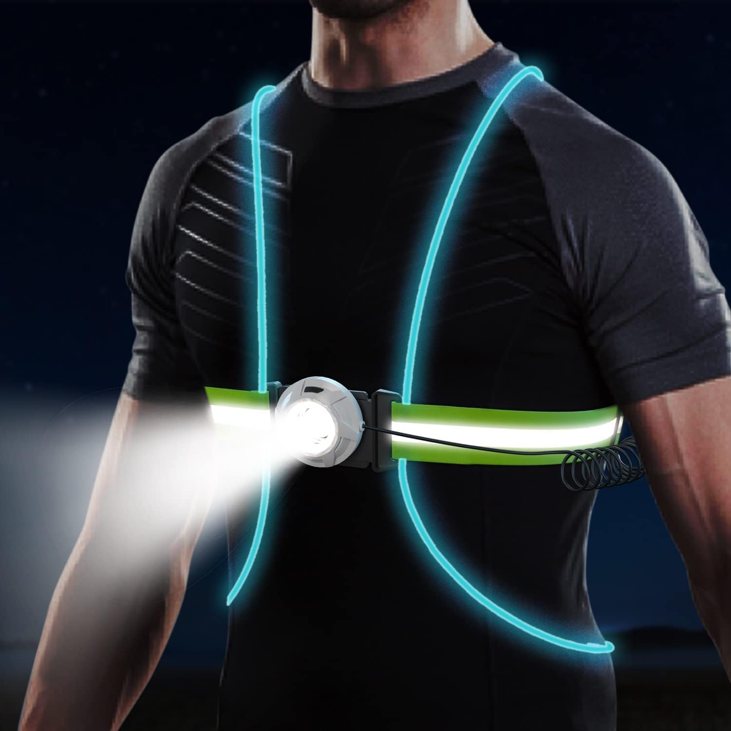 NALACAL LED Reflective Running Vest with High Visibility Front Safety Light, 6 Bright Colors Lights for Runners, USB Rechargeable Reflective Accessories for Men/Women Running, Walking, Cycling