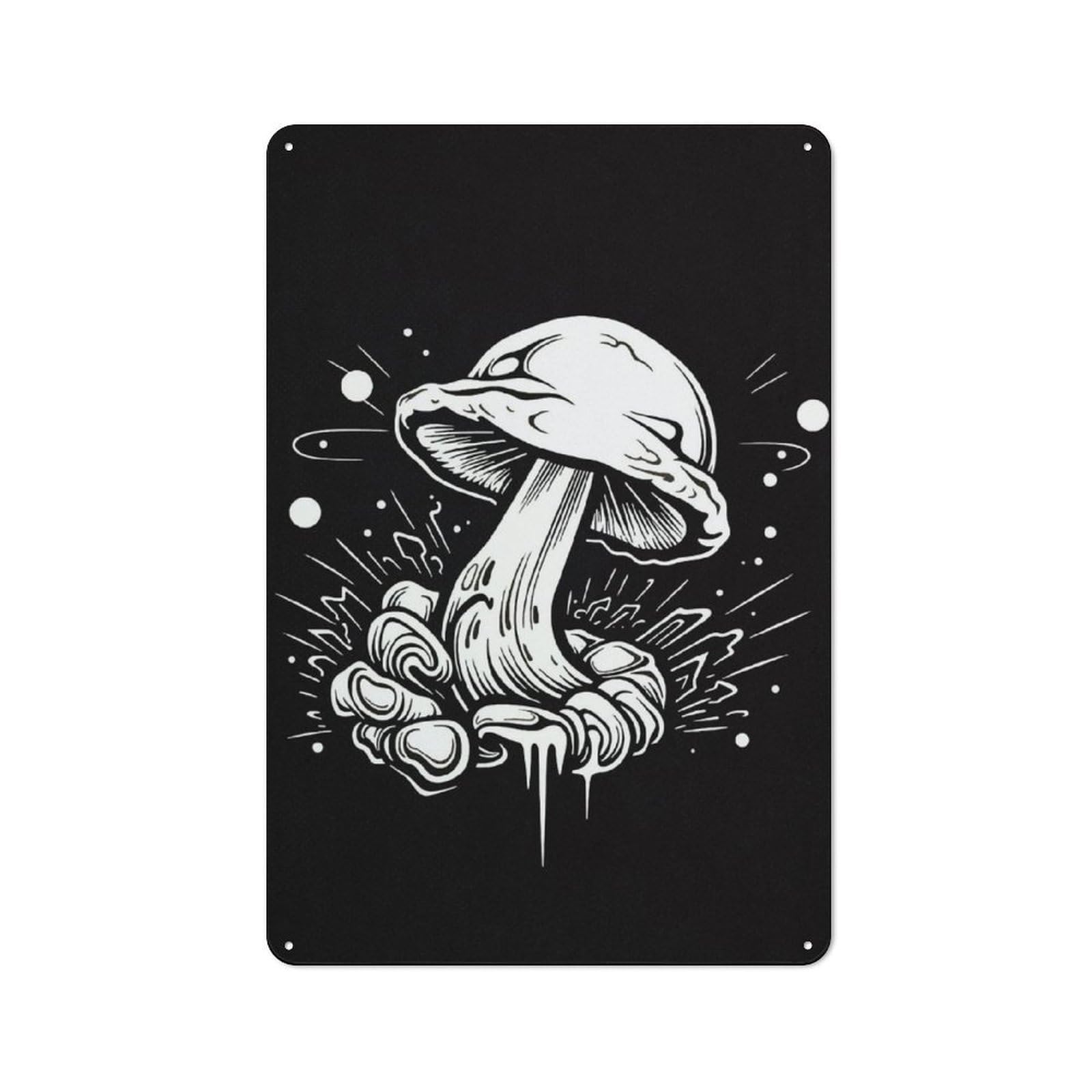 Junmoney Mushroom Drawing For Living Room Or Hallway, Rustic Metal Sign 30X20cm, For Home Interiors, Feature Walls And Decorative Displays