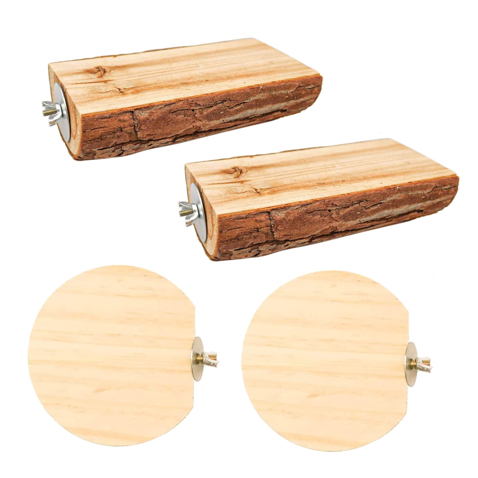 Lot de 9 perchoirs pour oiseaux en bois naturel, boules en rotin