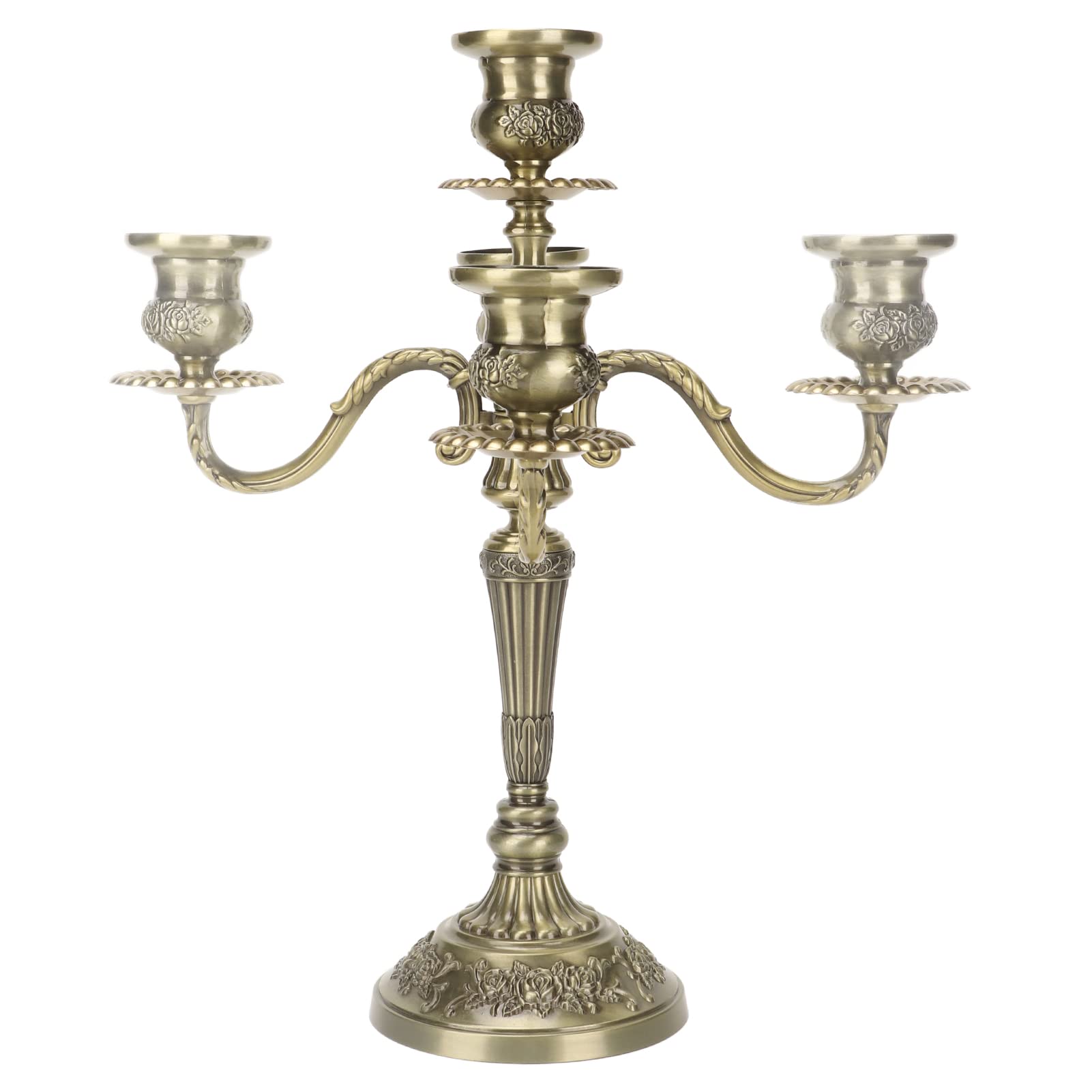 5 brazos Candelabro de 5 brazos candelabro decoración candelabro alto cónico vela luz bronce antiguo candelabro Prop Romance boda Metal Cuentas