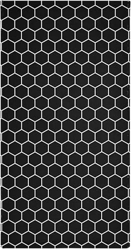 Miniatura 6 de Dallonan Juego de 2 toallas faciales de poliéster suave y absorbente para baño, diseño de panal de abeja, hexagonal, negro y blanco, para