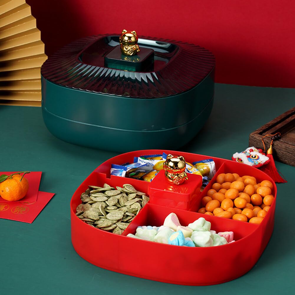 Snack Box Ronde 6 Compartiments - Plateau Tournant 360° - Lave-vaisselle, Micro-ondes - Pour Pique-nique, Fêtes