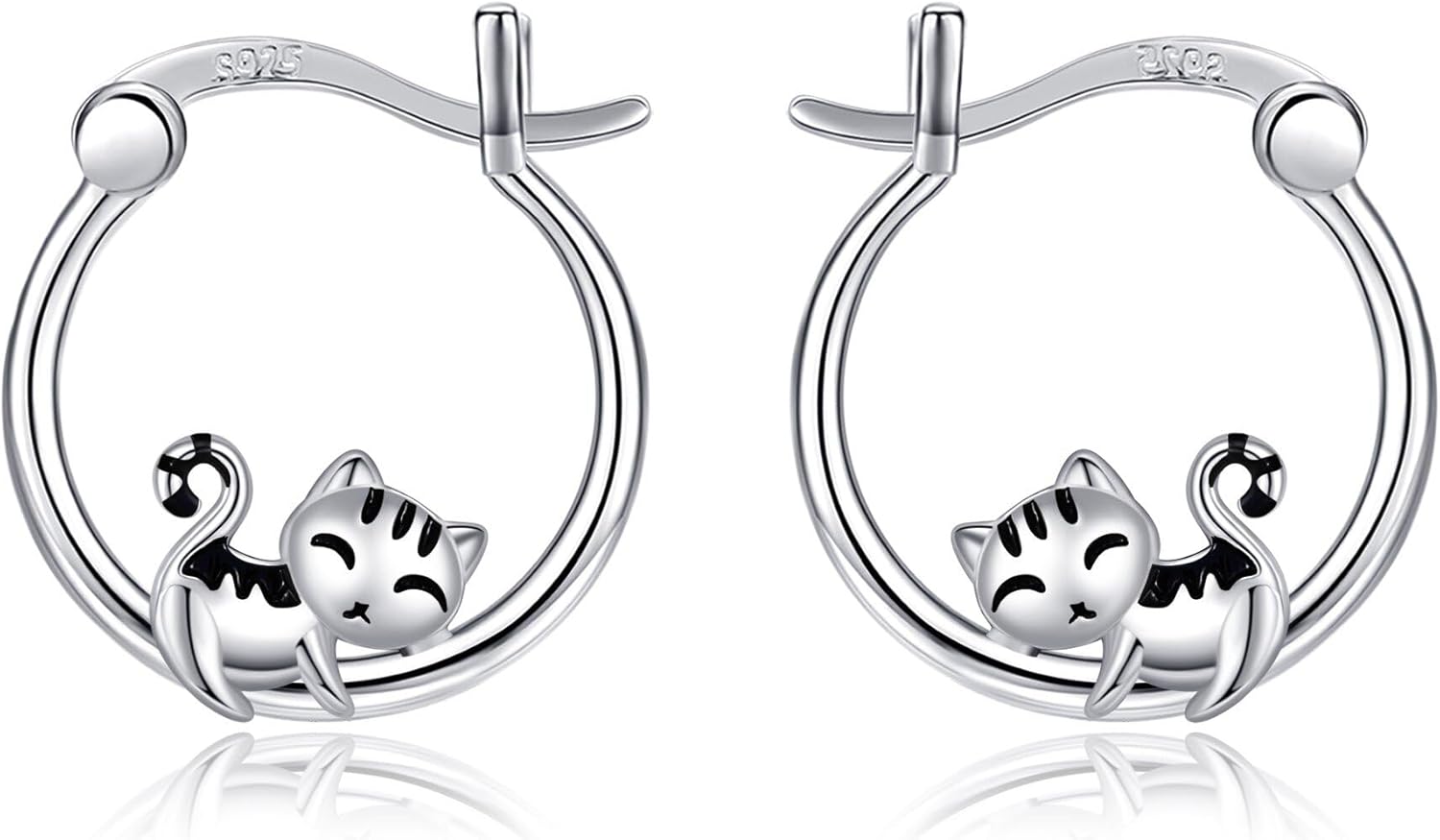 Cat/Dog/Cow/Squirrel/Spider/Duck/Panda/Penguin Hoop Earrings 925 Sterling Silver Animal Jewelry Gifts for Women