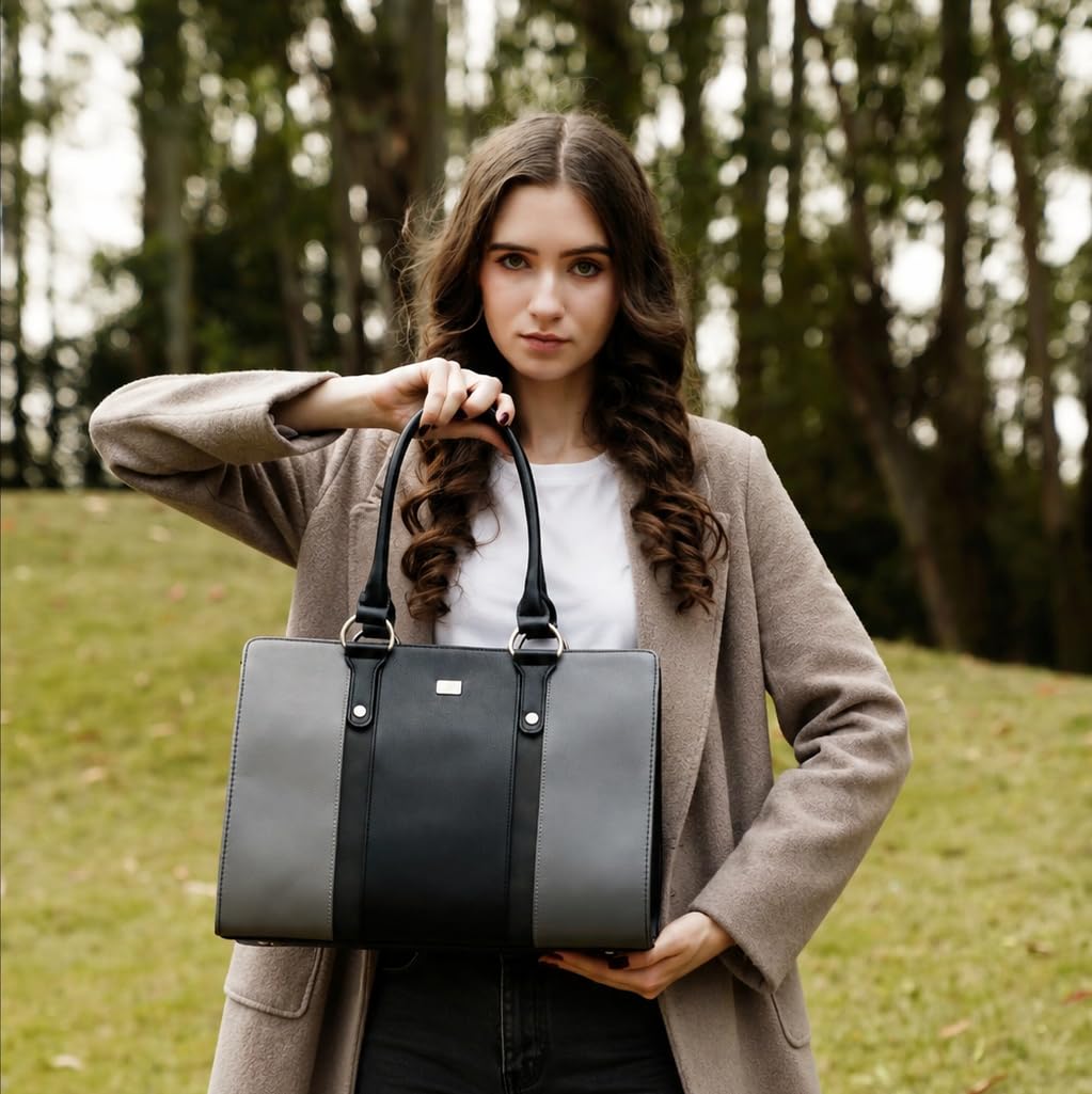 David Jones - Sac à Main Bandoulière Femme Fourre-Tout - XL - Cours Travail Business Multicolore - Anse Longue Cuir PU - Gris