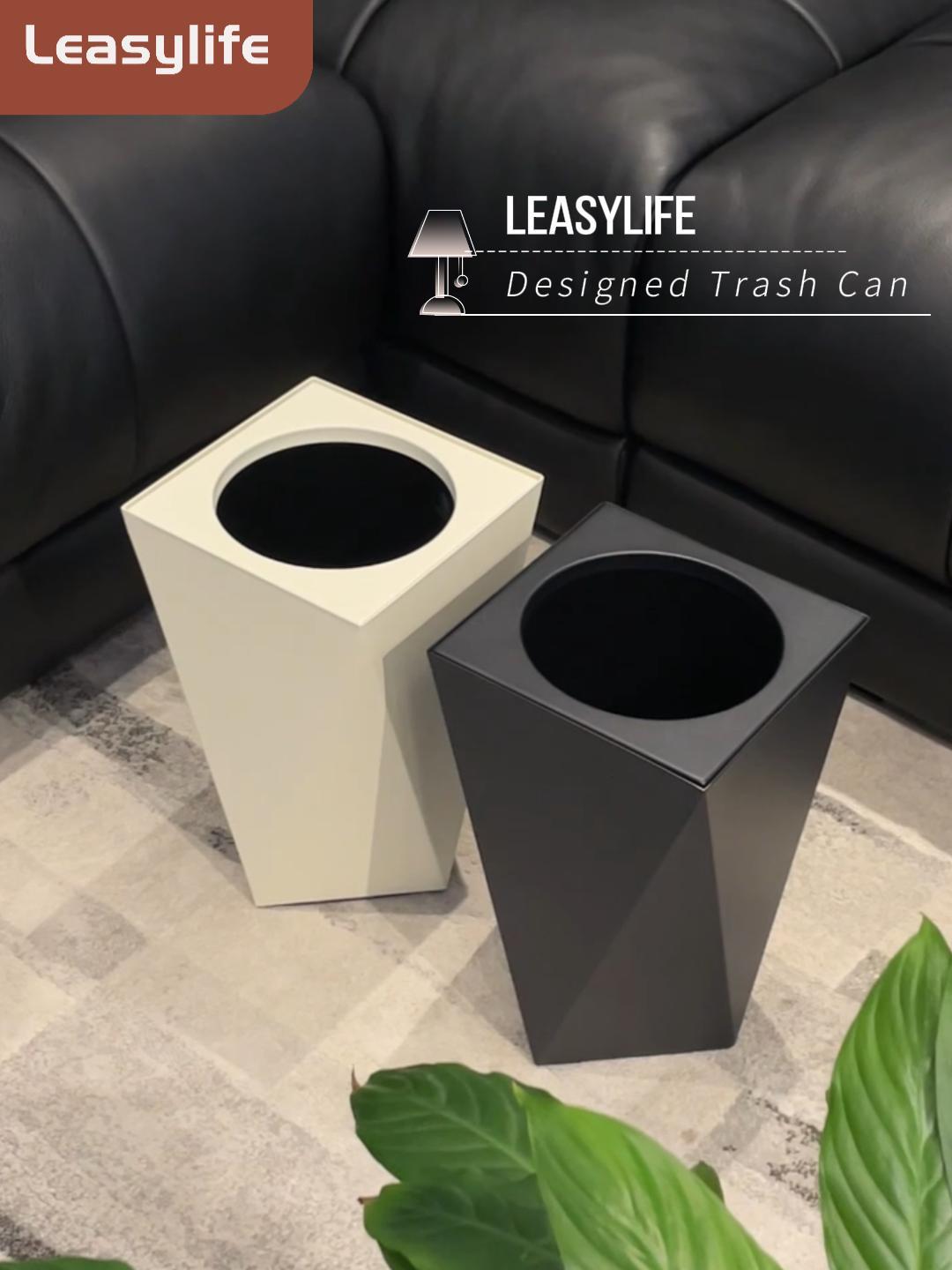 Image of 10L /2.6GAL Modern Open top Garbage can,Black Bathroom tarsh can,Small Wastebasket for Bathroom,Bedroom,Office,Living Room,Hotel (Black)
