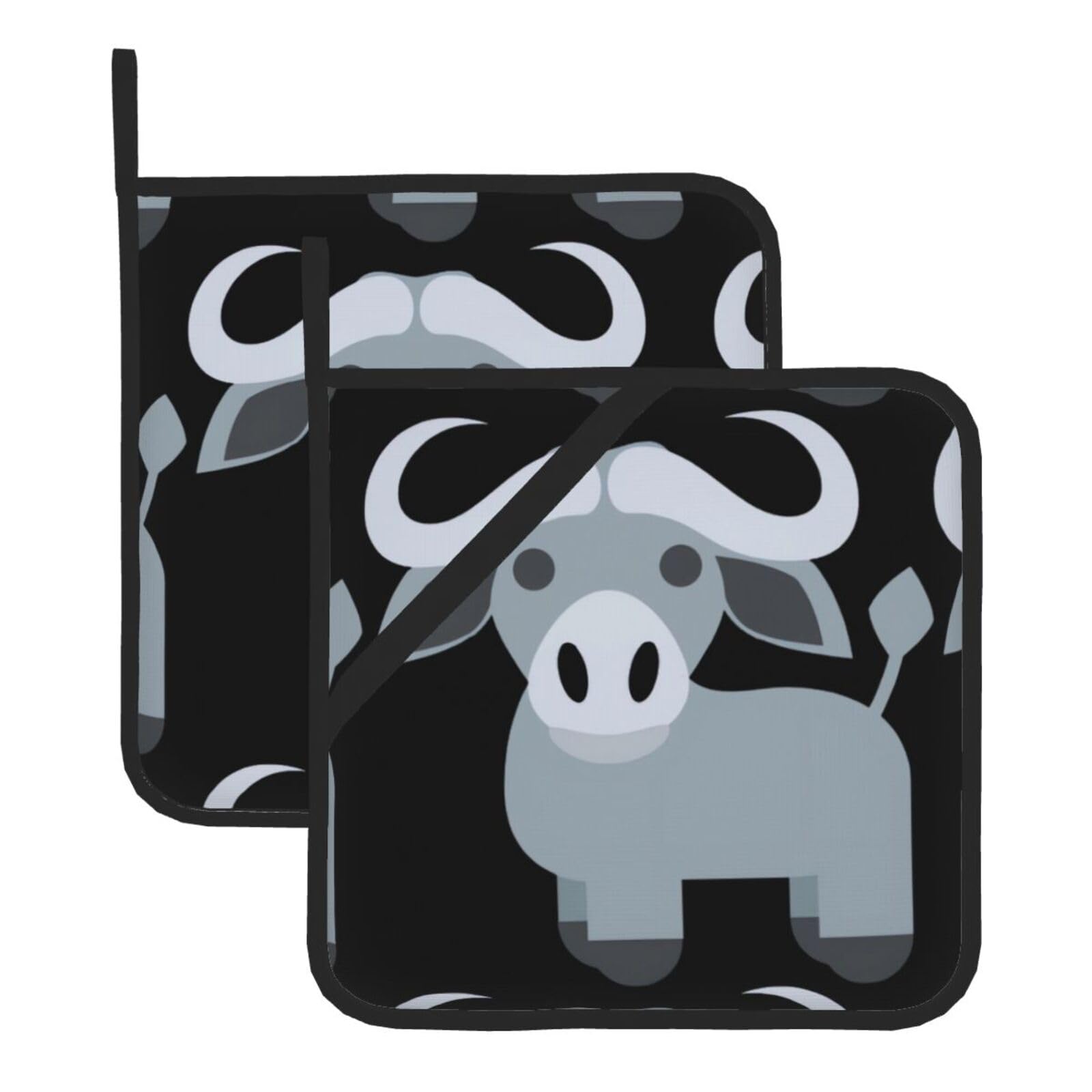 HJFCZH Water Buffalo Prints Square Hot Pads for Kitchen Counter - Waterproof Pot Holders, Durable Heat Resistant Throw Layers for Serving, Oven & BBQ - 2 Pack
