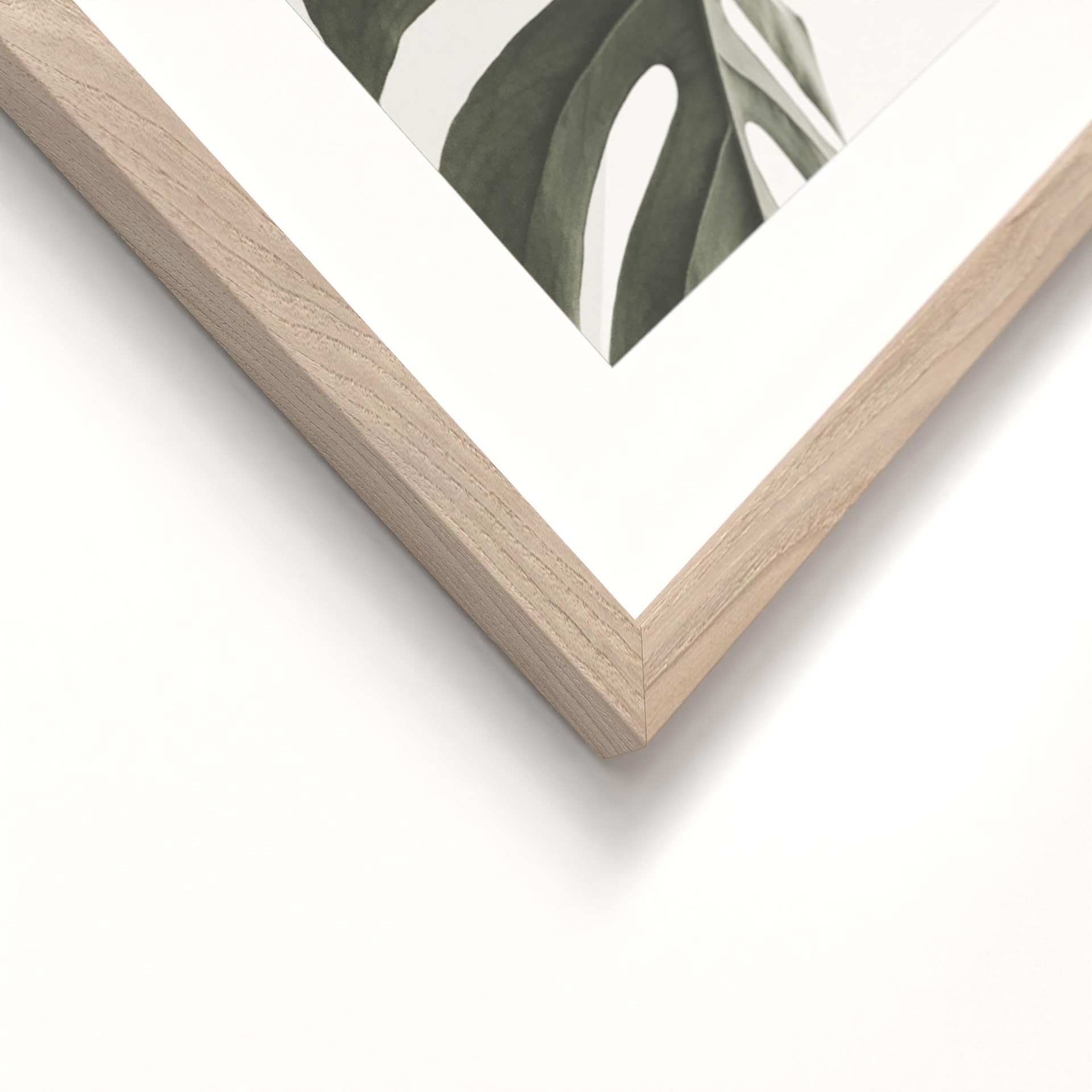 STYLER Zestaw obrazów Soul Grow 3 x 30 x 30 cm (gotowy do zawieszenia), z wysokiej jakości drewnianą ramą, zielono-beżowe, botaniczne obrazy ścienne w stylu boho, monstera, minimalistyczne, nowoczesne