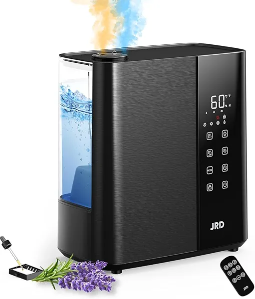 JRD Smart Humidifiers for Bedroom, 5L Warm & Cool Mist Ultrasonic Air Humidifier for Large Room Home Indoor, 50Hrs Quiet Runtime for Baby, Plants, Remote Control, Auto Humidity Sensor, 12H Timer