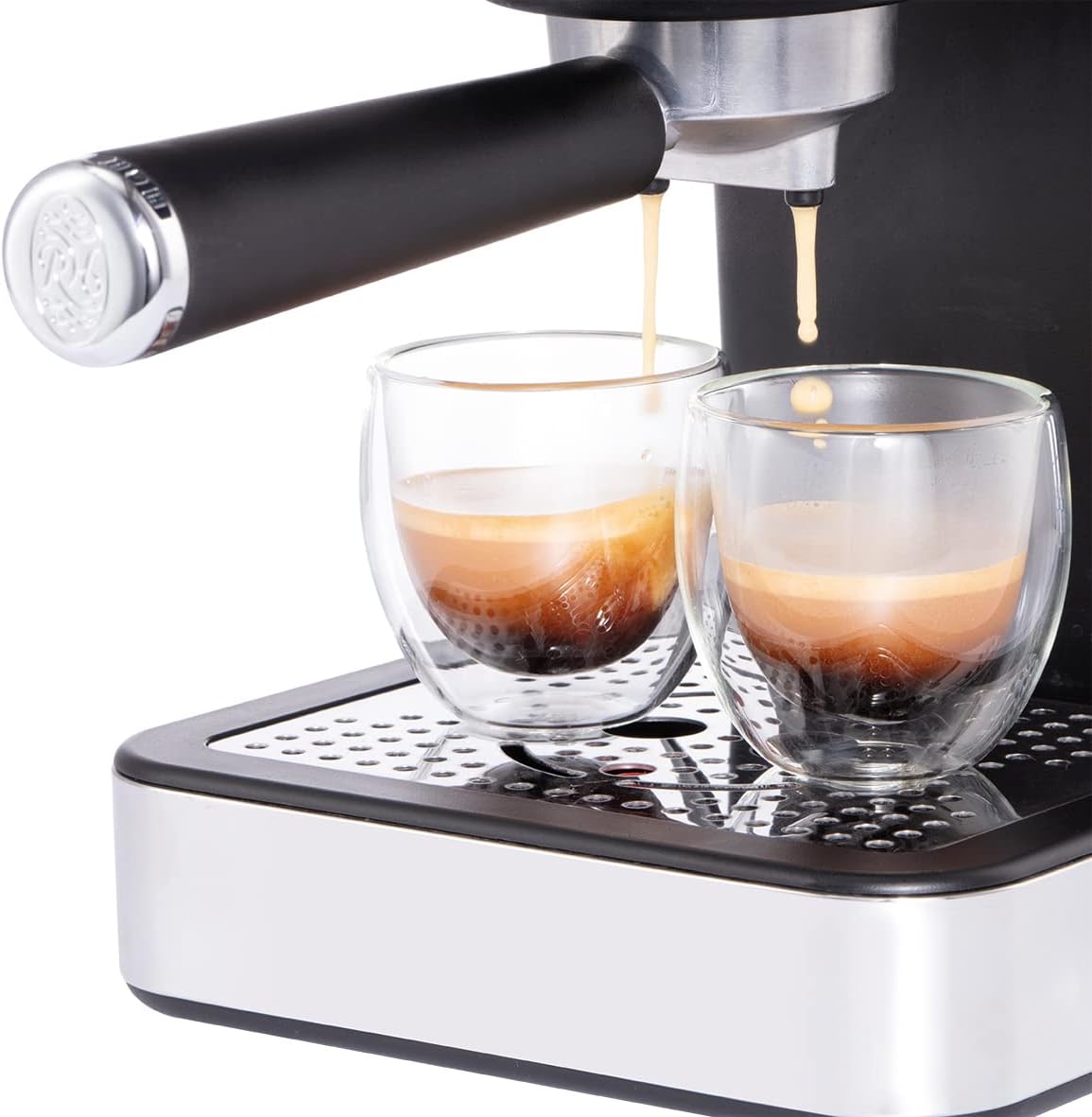 Russell Hobbs Macchina caffè Espresso, Pressione 15 Bar, Caffè Macinato o Capsule ESE, Riscaldatore a Termoblocco, Asta a Vapore Girevole, Acciaio Inox, Distinctions Black 26450-56