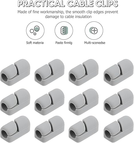 Miniatura 9 de Hemobllo 20 piezas de clip de retención de cables de silicona para administración de cables de computadora, soporte para automóvil, cables de PC,