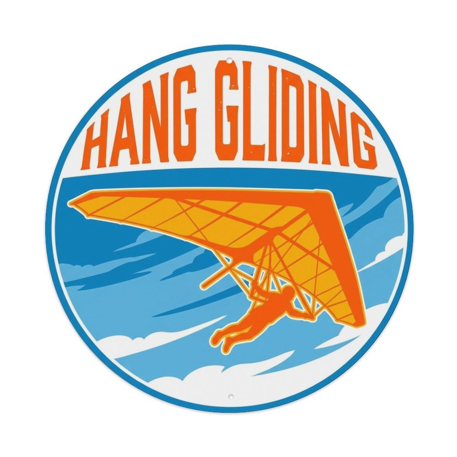 Hang Gliding Aerial Outdoor Adventure Illustration Metal Tin Sign