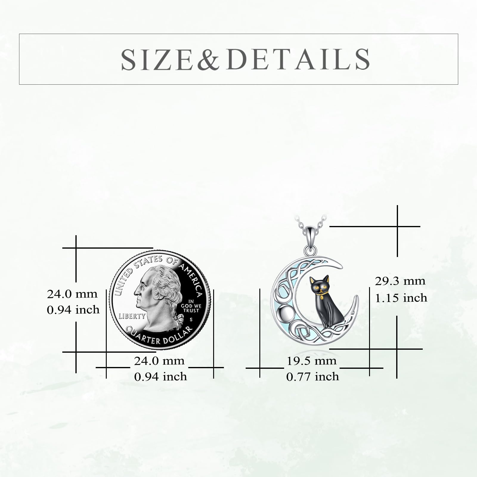 KZX Schwarze Katze Mond Halskette Katze Geschenke für Katzenliebhaber Sterling Silber Katzen Halskette auf dem Mond Anhänger Halskette keltischen Schmuck Geschenke für Frauen Mädchen