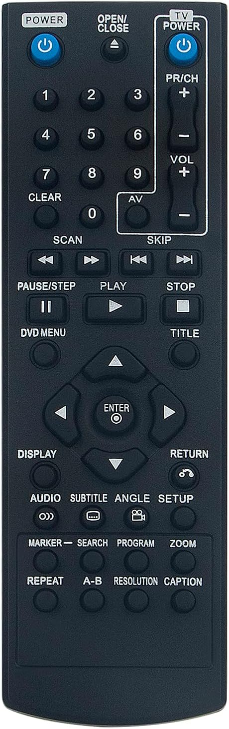 VINABTY COV33662806 Replacement Remote Control fit for LG DVD Player DP132 DP132H DP520H DP522H DP527H DZ9500 DVX9500 DGK777 DGK778 DP540H DP542H DV351 DV381 DVX276 DVX692H