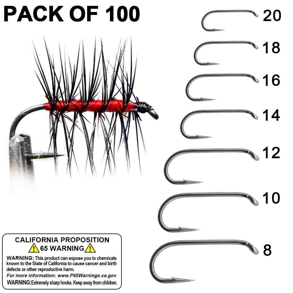 Amazon.com : Fly-Hooks-for-Fly-Tying-Dry-Wet-Nymph-Flies Curved Czech Scud Fly-Fishing-Hooks 8# ~22# Assortment Pack of 100 Hooks (1-Standard Dry Fly Hook., #20-100 Pack) : Sports & Outdoors